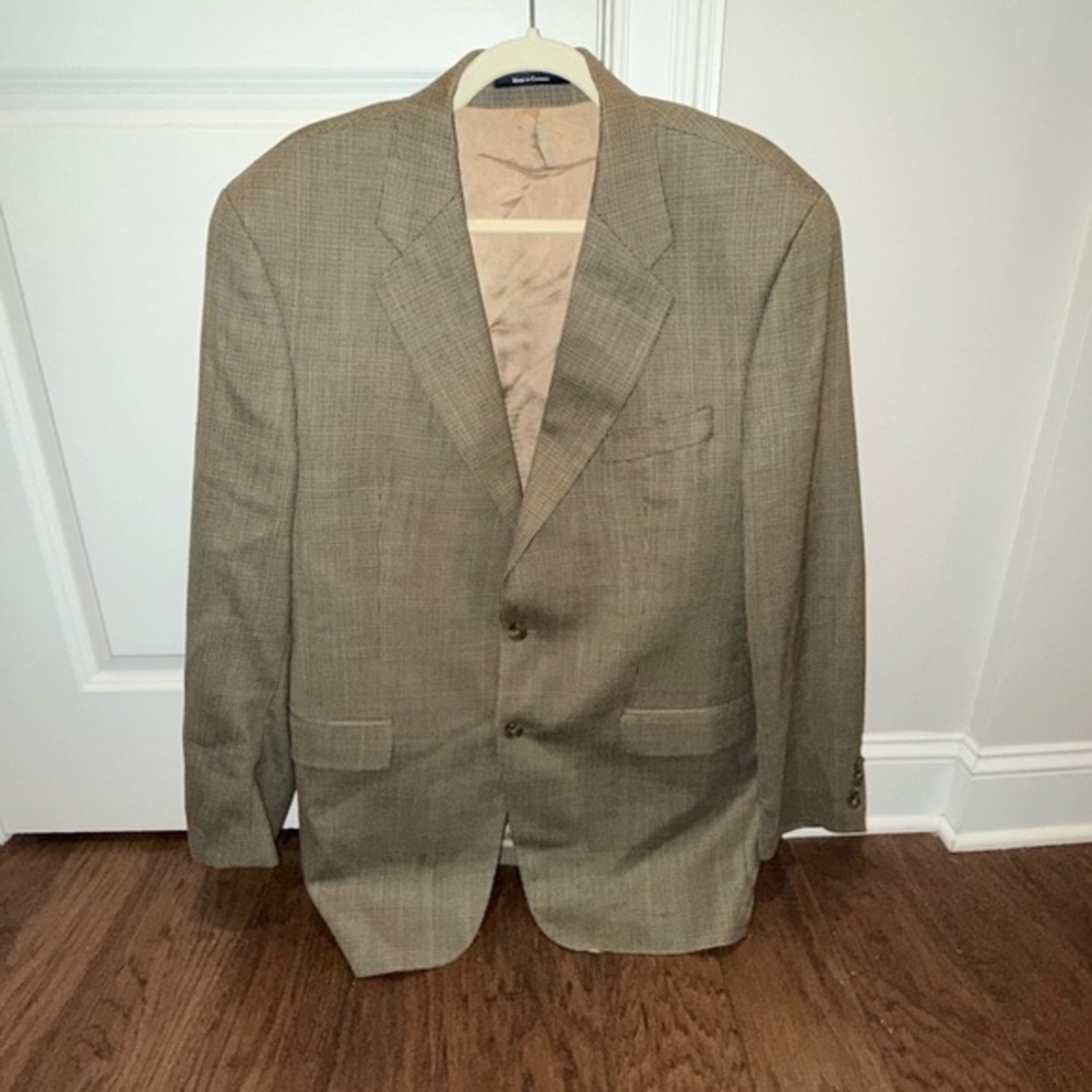 Polo University by Ralph Lauren Classic Blazer Tan Burgundy Size 43 T